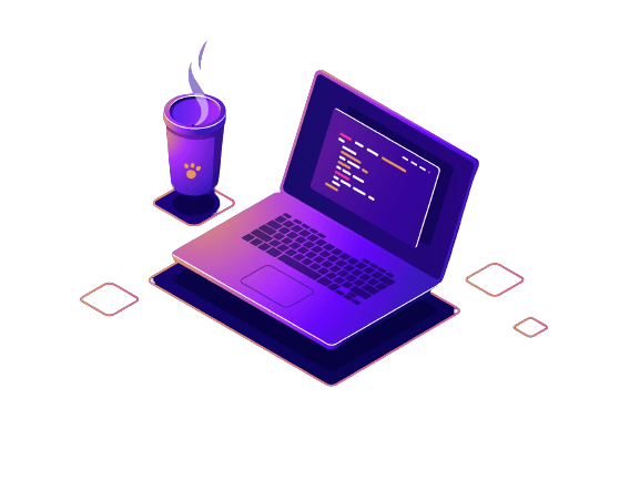 laptop with code illustation